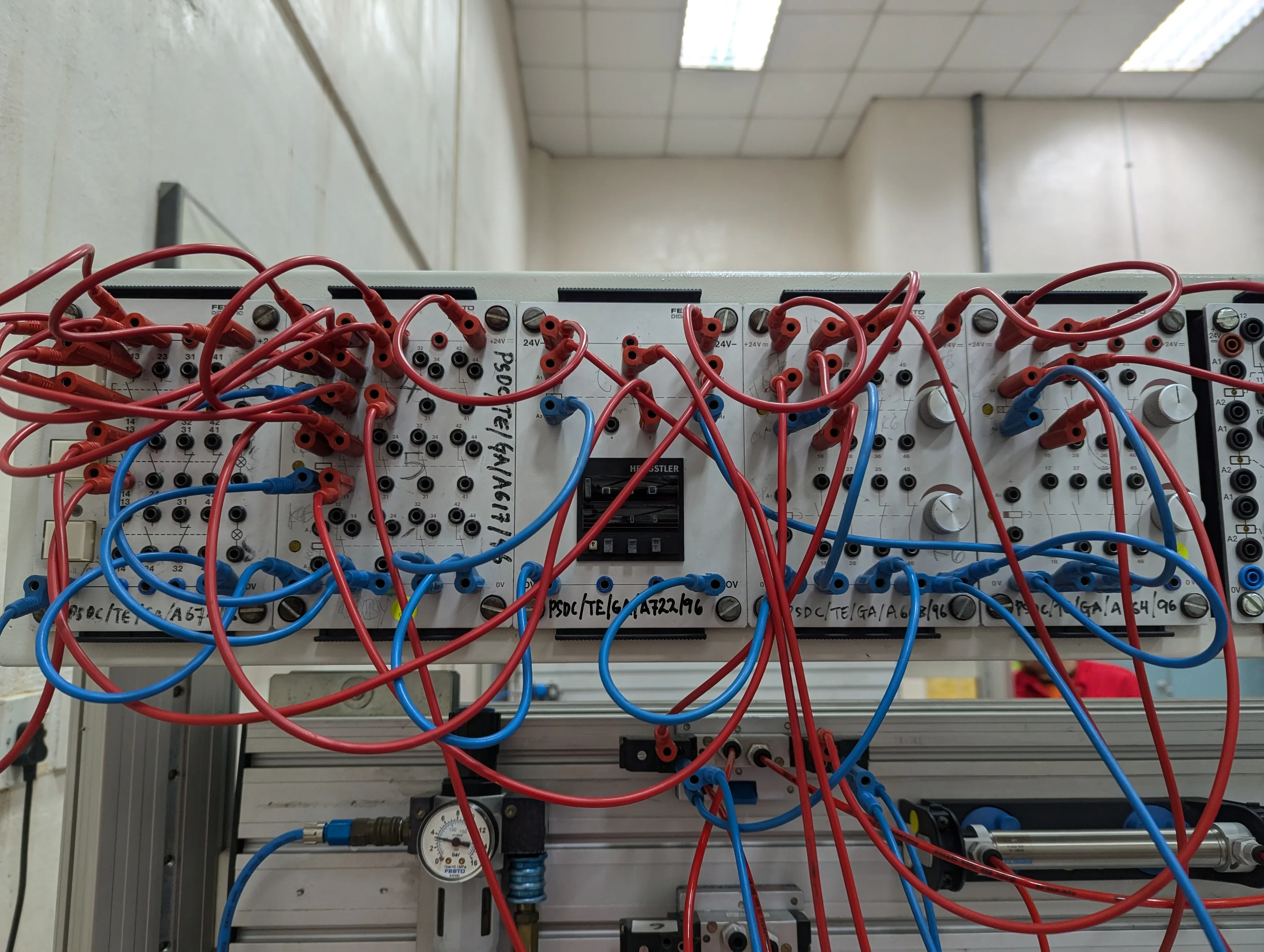 An electro-pneumatic system fully wired up